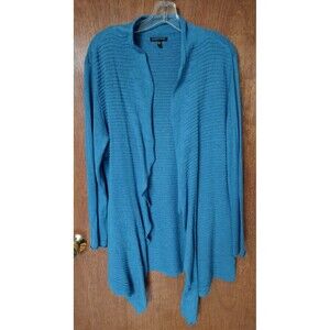 Eileen Fisher L ribbed texture open front duster cardigan cotton/viscose/linen